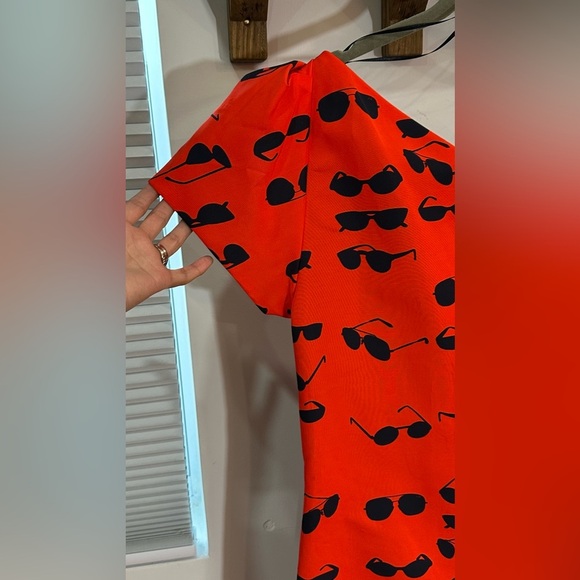 Victoria Beckham One-Shoulder Sunglass Mini Dress Red 2 - Picture 9 of 12